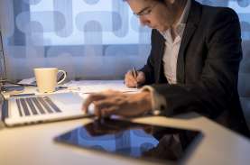 Businessman working at a laptop