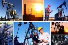 Young workers in an oil field